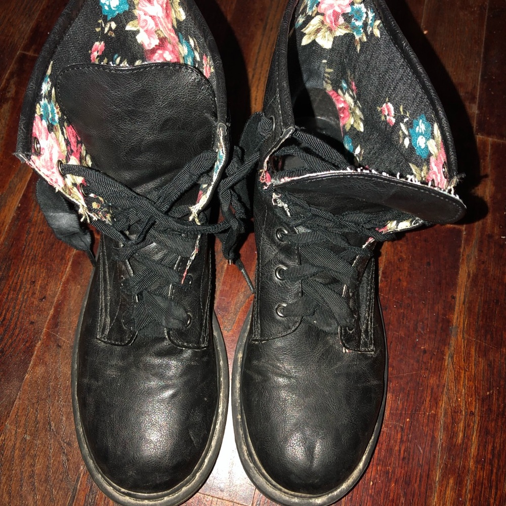black combat boots